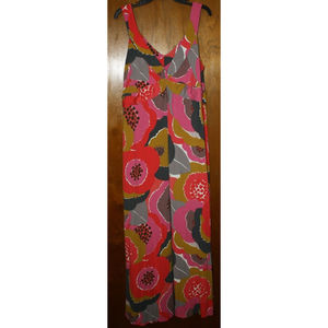 Boden Floral Strappy Maxi Dress Sz L V-Neck Knit Cross-Over Front Red Pink GUC
